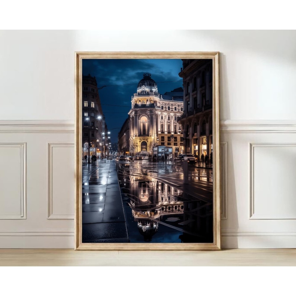 Milan Print Milan Poster Milan Travel Poster Milan Map Blue Wall Art